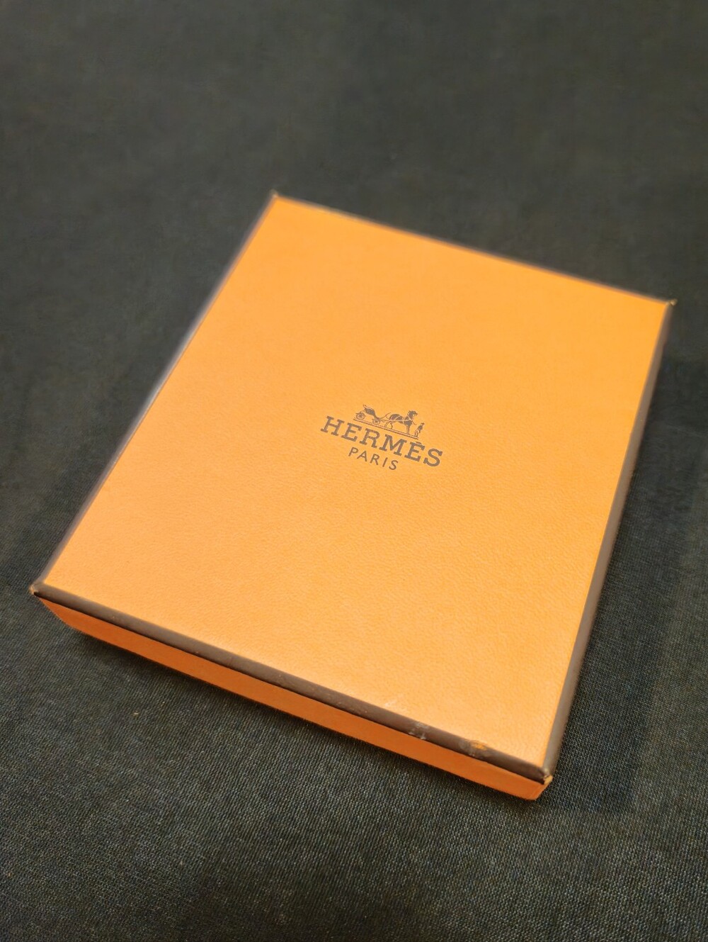 Hermes Paris Logo Empty Lined Orange Jewelry  Box Authentic